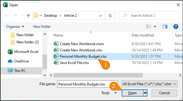 Open an existing workbook