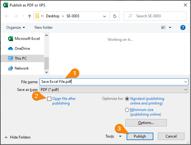 Saving Excel file as PDF