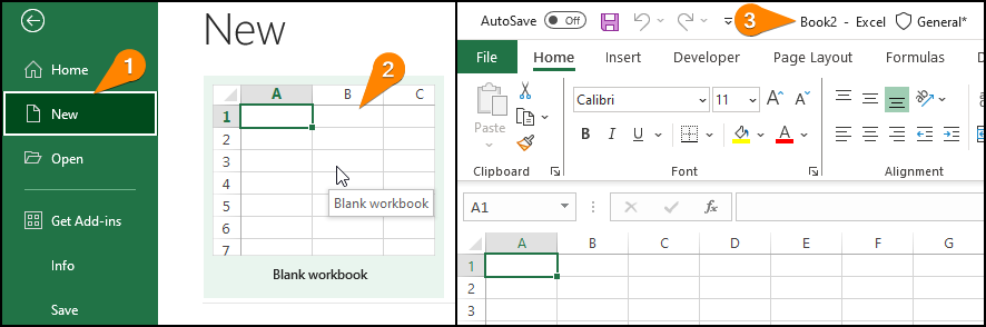 how to create a new workbook in Excel