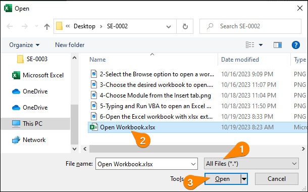 Open the Excel workbook with xlsx extension
