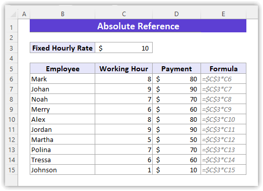 absolute reference in excel