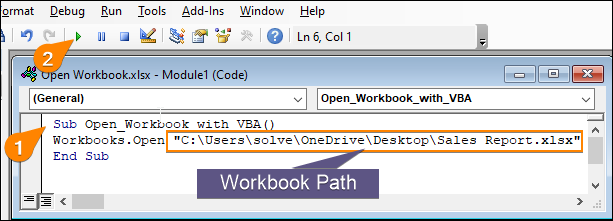 Typing and Run VBA to open an Excel workbook