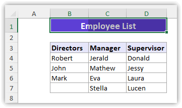 Center Across Selection in Excel