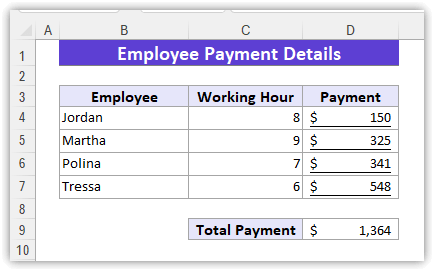 Single Accounting Underline with Extended Cells