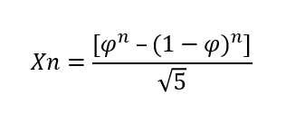 formula to find the  fibonacci sequence in excel from the golden ratio