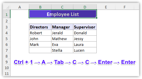 Center Across Selection Using Keyboard Shortcut