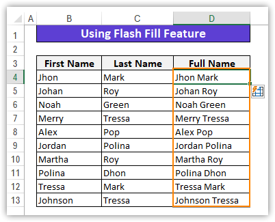 Applying Flash Fill Feature to AutoFill Pattern