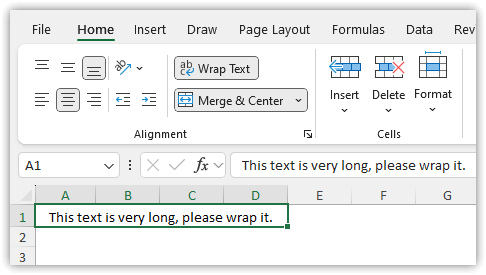 Merge and Center Wrap Text Not Working in Excel