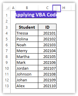 Hide multiple columns by applying VBA code