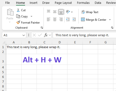 Keyboard shortcut to wrap text