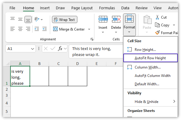 AutoFit Row Height in Excel