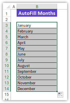 AutoFill Months in Excel