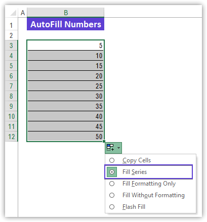 AutoFill Numbers in Excel