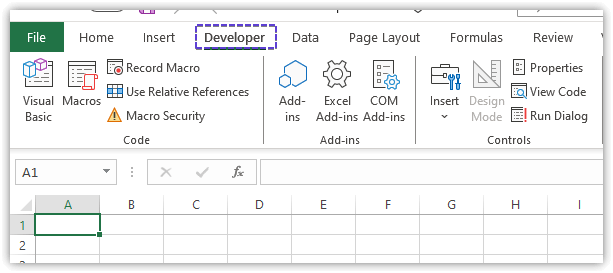 Enabling the Developer tab