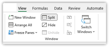 Split Panes in Excel