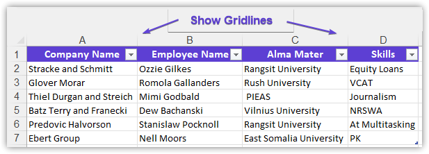 Show Gridlines