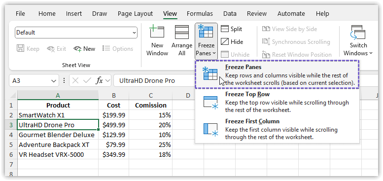 Freeze Multiple Rows in Excel